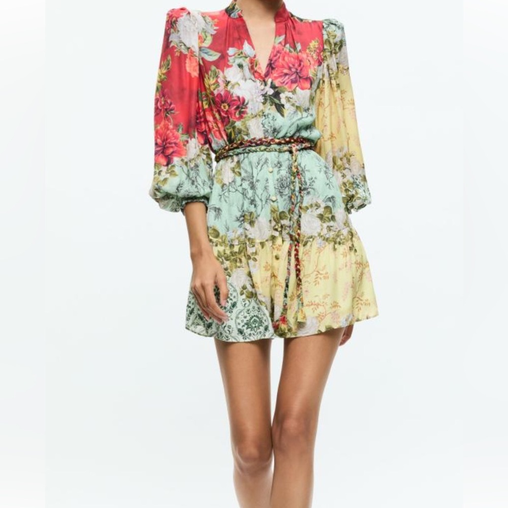 Alice + Olivia Multicolor Floral Long Sleeve Dress